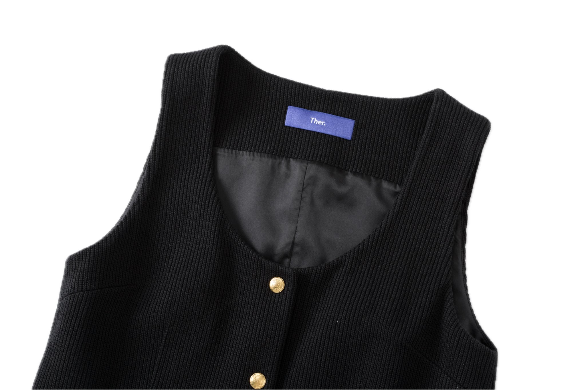 Ther. Black Tweed waistcoat | MADA IN CHINA