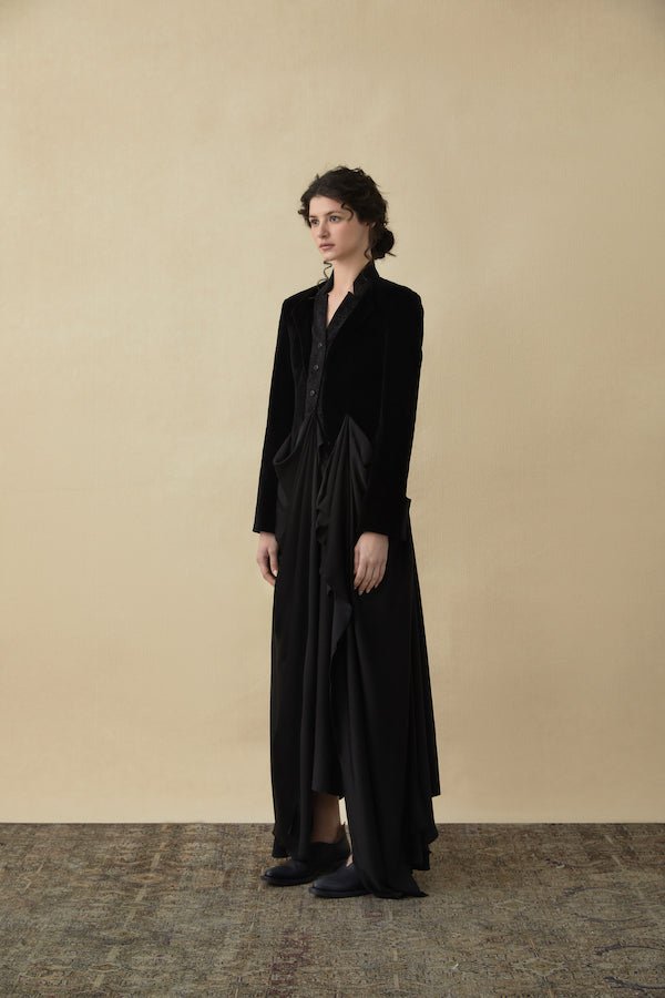 ELYWOOD Black Velvet Jacquard Dress | MADA IN CHINA
