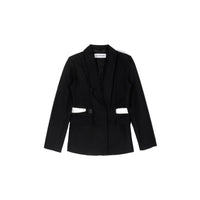 ANN ANDELMAN Black Waist Cutout Blazer Jacket | MADA IN CHINA