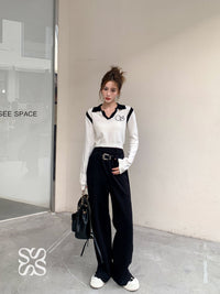 SOMESOWE Black Wide-leg Draper Pants | MADA IN CHINA