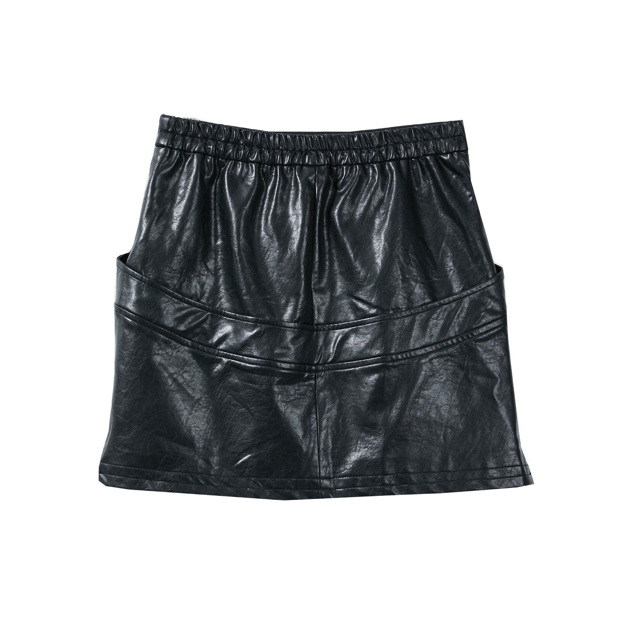 VANN VALRENCÉ Black Women Patchwork Leather Skirt | MADA IN CHINA