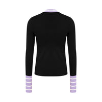 HERLIAN Black Wool Double Layer Collar Bottom Sweater | MADA IN CHINA