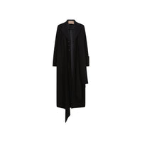 ELYWOOD Black Wool Draped Long Coat | MADA IN CHINA