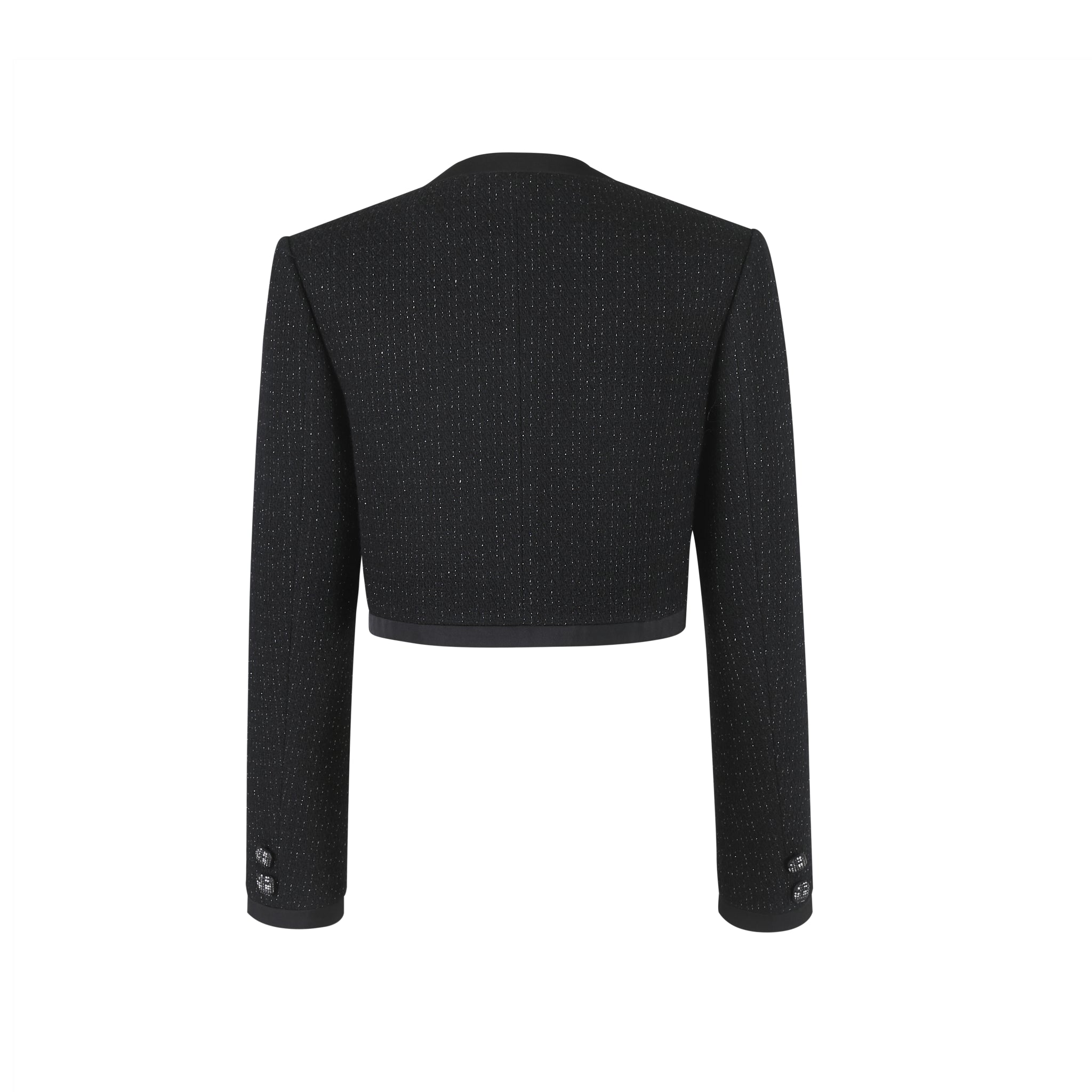 THREE QUARTERS Black Wool Sequin Trimmed Jacket | MADA IN CHINA