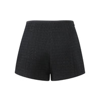 THREE QUARTERS Black Wool Sequin Trimmed Shorts | MADA IN CHINA