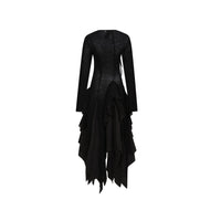 ELYWOOD Black Woolen Dress With Corsage | MADA IN CHINA