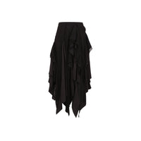 ELYWOOD Black Woolen Mid-Length Skirt | MADA IN CHINA