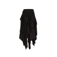 ELYWOOD Black Woolen Mid-Length Skirt | MADA IN CHINA