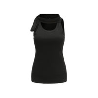 CPLUS SERIES Black wrapped neck tank top | MADA IN CHINA