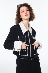 Alexia Sandra Black Zipped-up Knitted Jacket | MADA IN CHINA