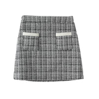 ICE DUST Black&White Classic Wool Half Skirt | MADA IN CHINA