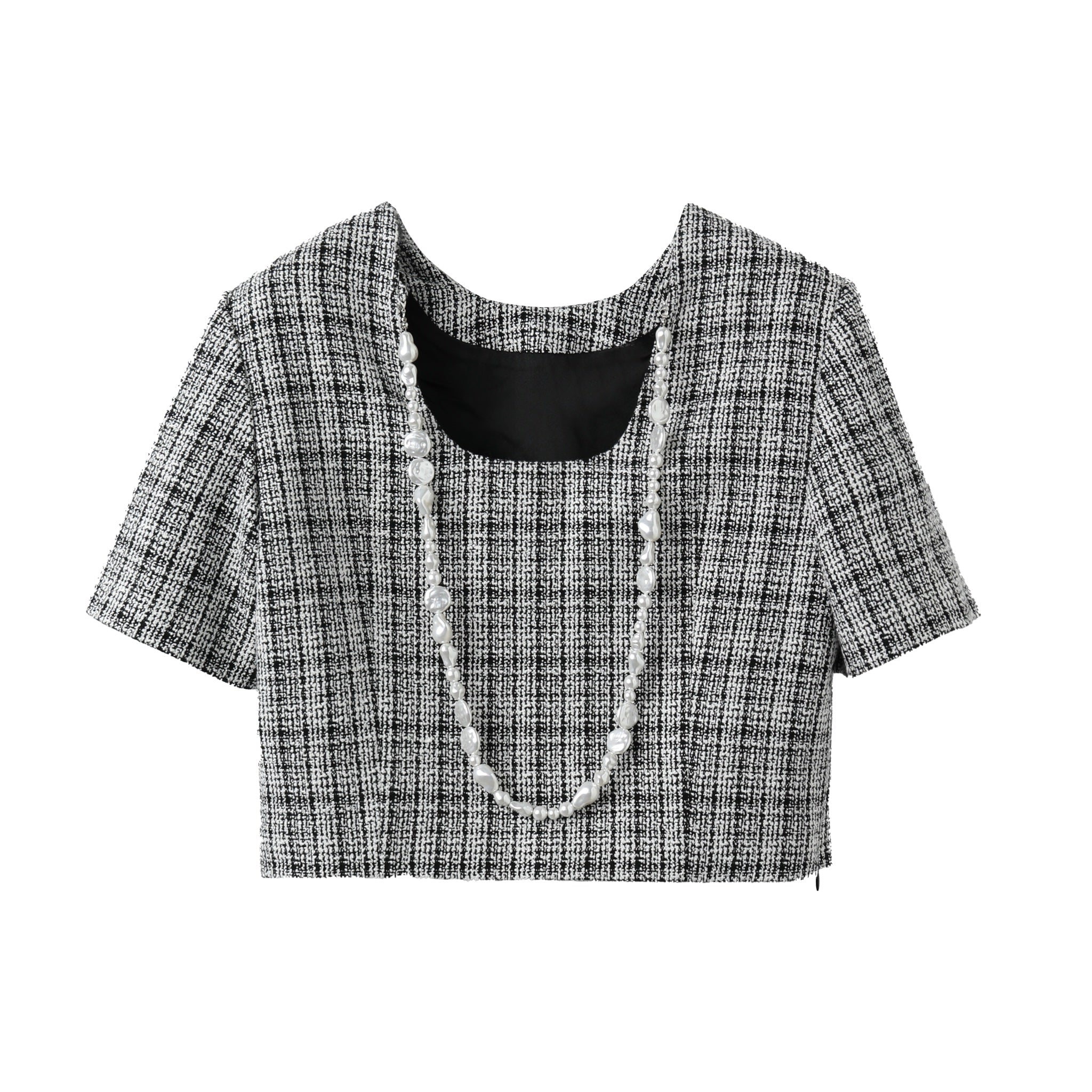 ICE DUST Black&White Classic Wool Tweed Top | MADA IN CHINA