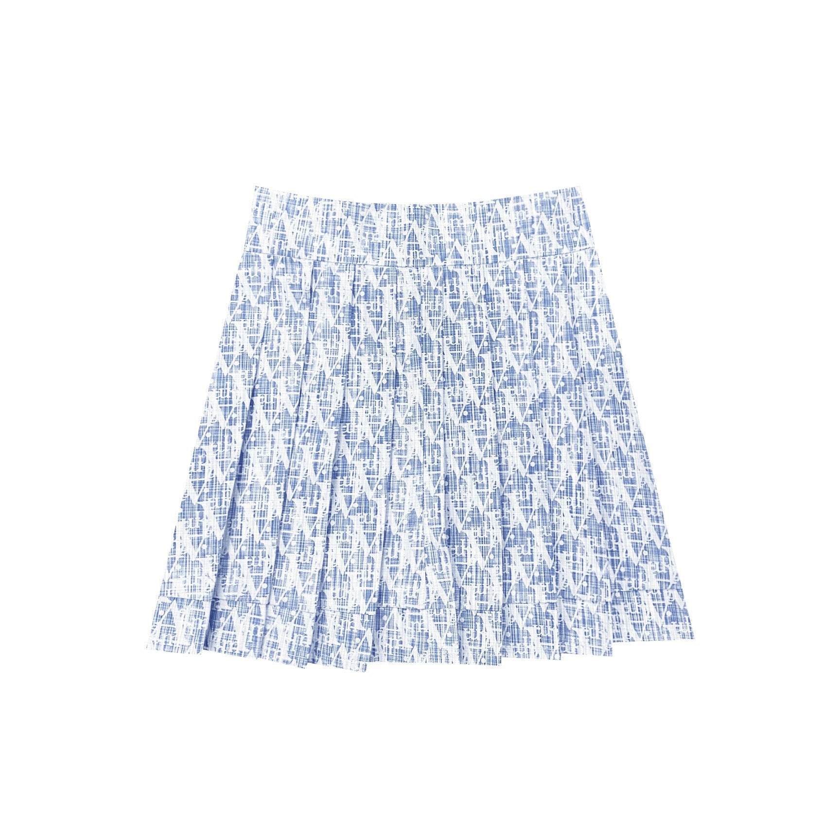 AIMME SPARROW Blue Allover-"A" Pleated Skirt | MADA IN CHINA