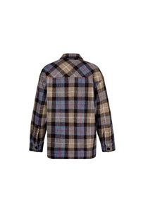 ANN ANDELMAN Blue and Brown Autumn Winter Plaid Jacket | MADA IN CHINA