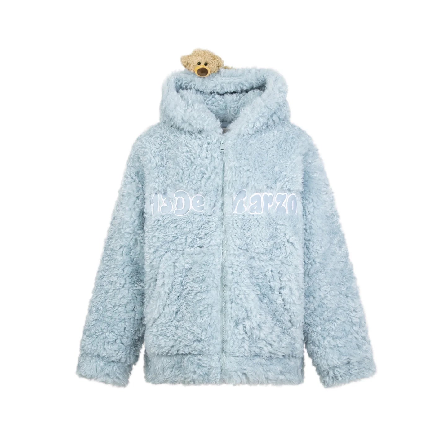 13DE MARZO Blue Bear Fuzzy Hoodie Coat | MADA IN CHINA