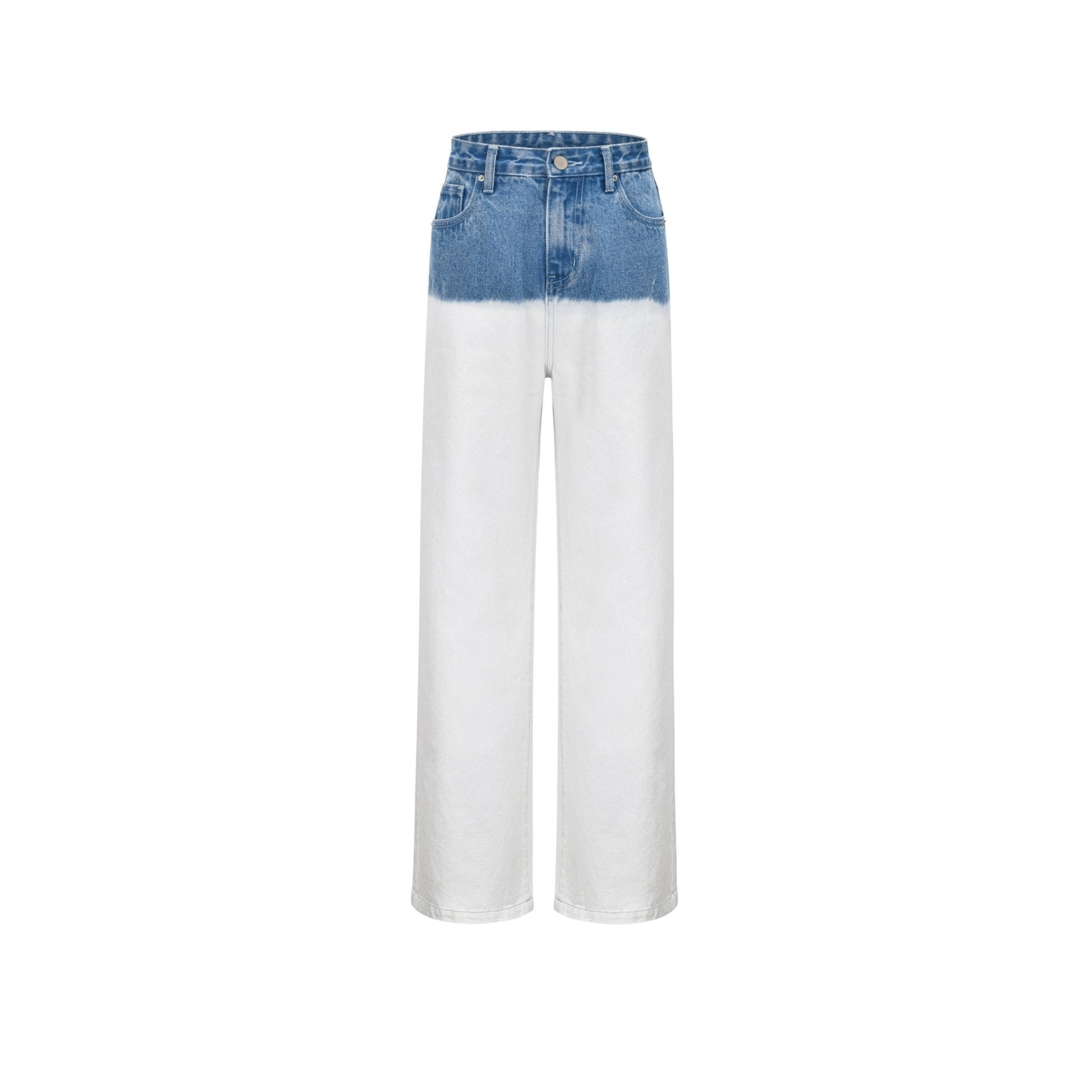 THREE QUARTERS Blue Colorblock Jeans | MADA IN CHINA