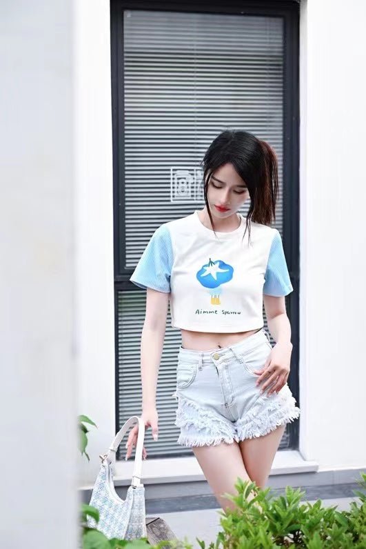 AIMME SPARROW Blue Cropped Top | MADA IN CHINA