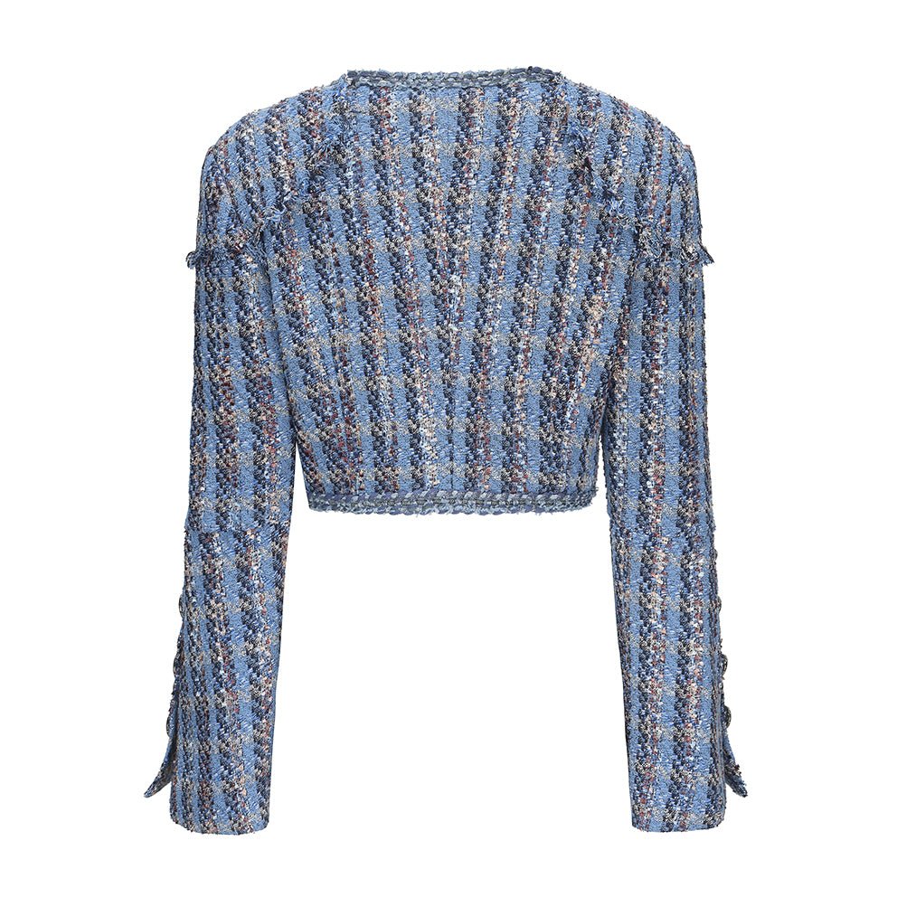 ARTE PURA Blue Curved Placket Jacket | MADA IN CHINA