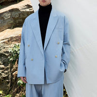 THE FLOCKS Blue Double Snap Oversized Suit | MADA IN CHINA