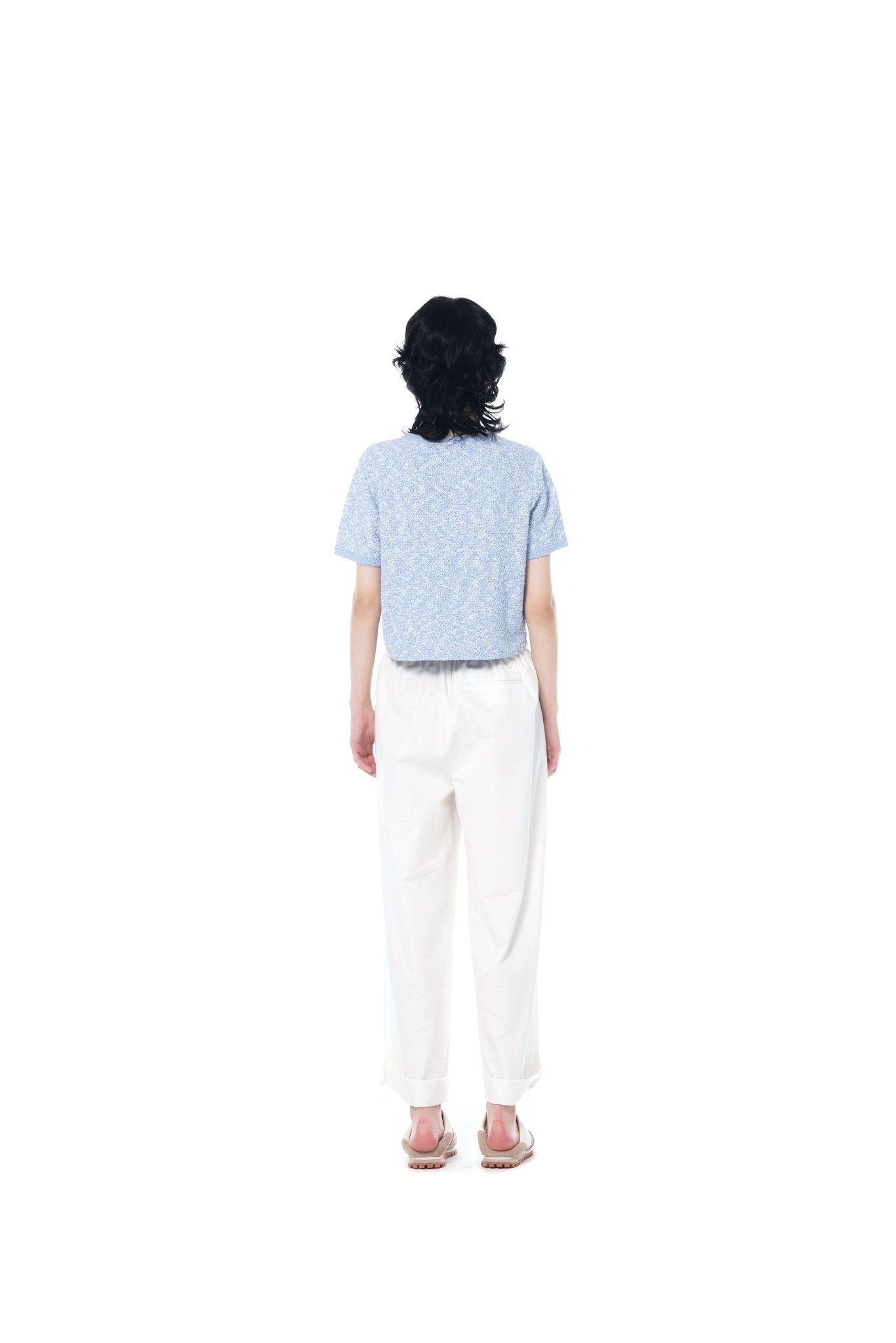 ICE DUST Blue Embroidered Blend Knit Shirt | MADA IN CHINA