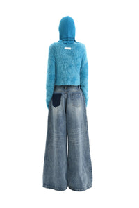 ANN ANDELMAN Blue Feather Yarn Sweater | MADA IN CHINA