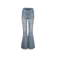 ANN ANDELMAN Blue Gothic Image Patchwork Jeans | MADA IN CHINA