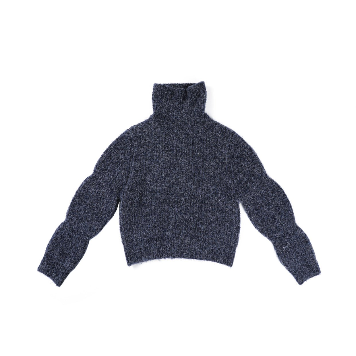MEDIUM WELL Blue-Gray Turtleneck Puff Sleeve Sweater | MADA IN CHINA