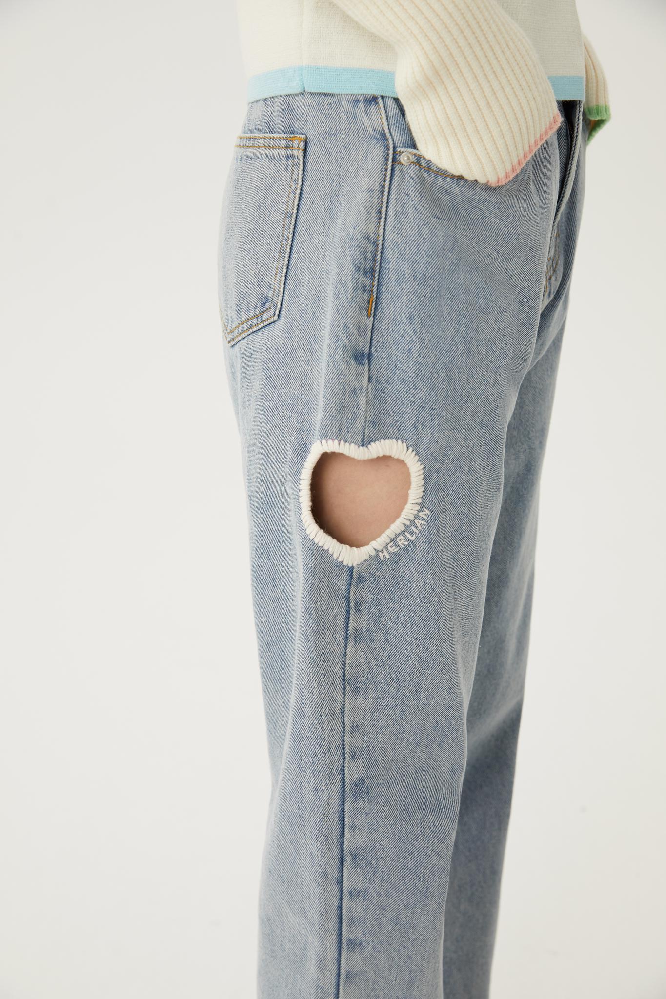 HERLIAN Blue Heart Cut-Out Jeans | MADA IN CHINA