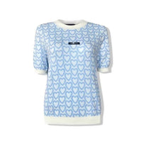 AIMME SPARROW Blue Heart Knit Short Sleeves | MADA IN CHINA