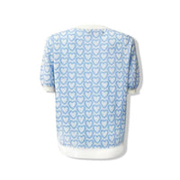 AIMME SPARROW Blue Heart Knit Short Sleeves | MADA IN CHINA