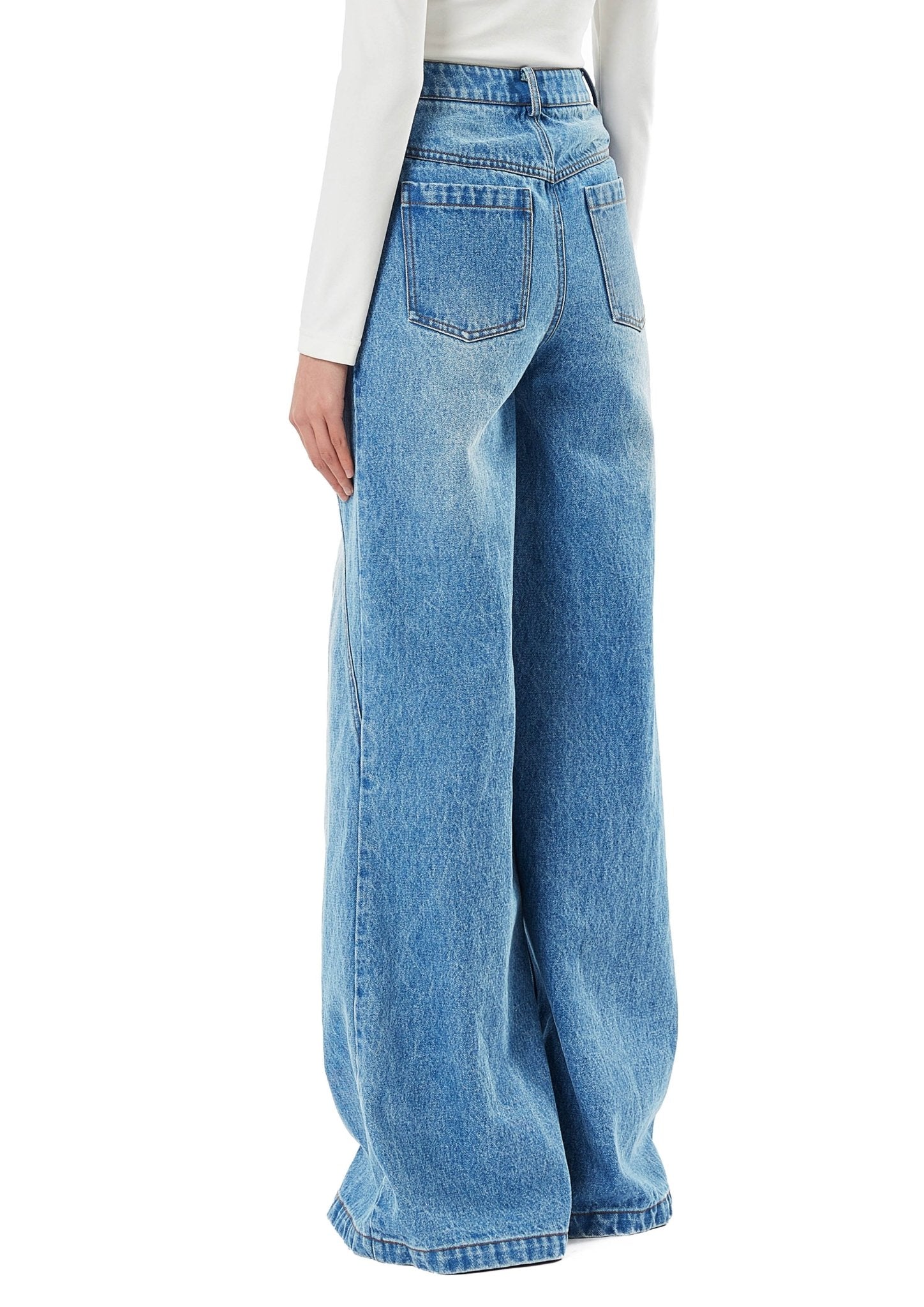 MARRKNULL Blue Hollowed Out Denim Pants | MADA IN CHINA