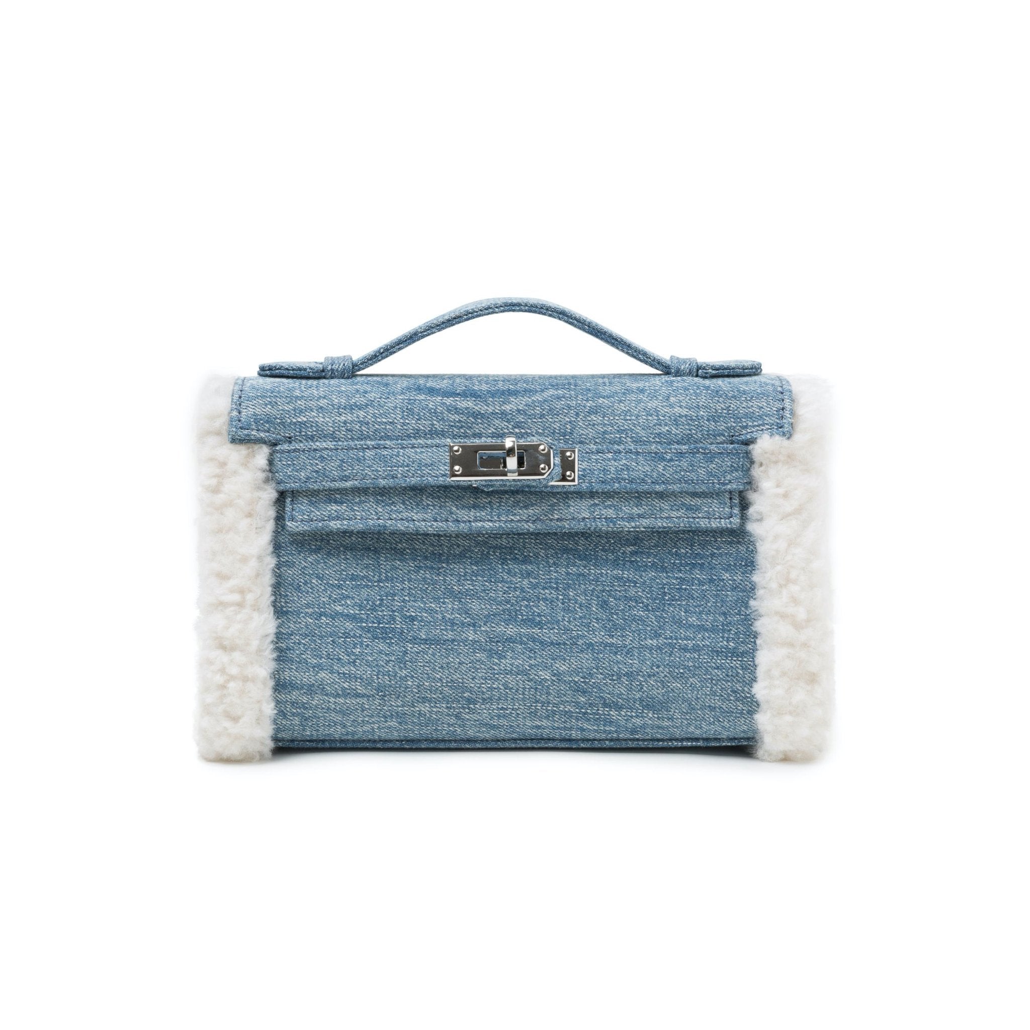MARGIN GOODS Blue Lambswool Top Handle Bag | MADA IN CHINA