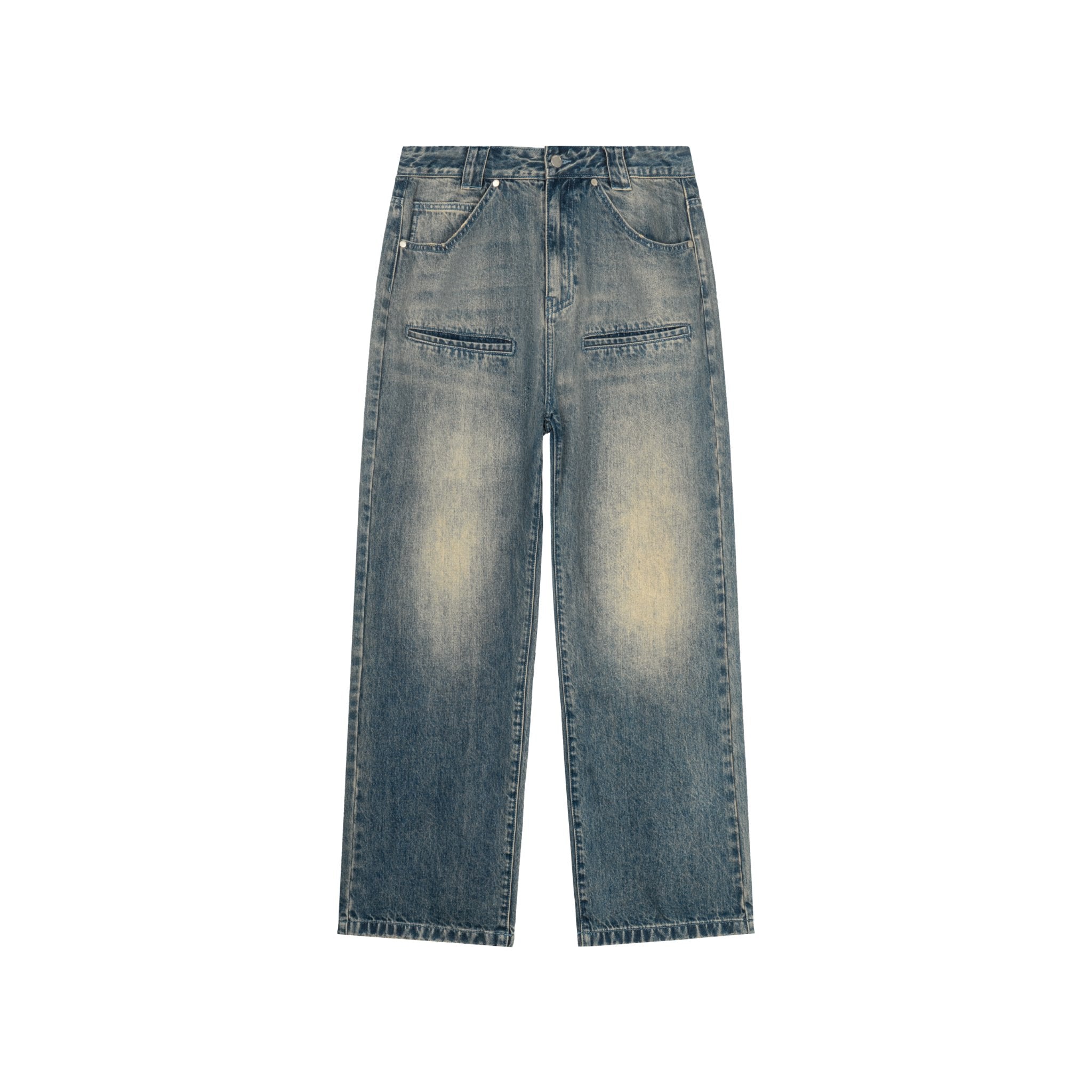 UNAWARES Blue Multi-pocket Vintage Washed Denim Jeans | MADA IN CHINA