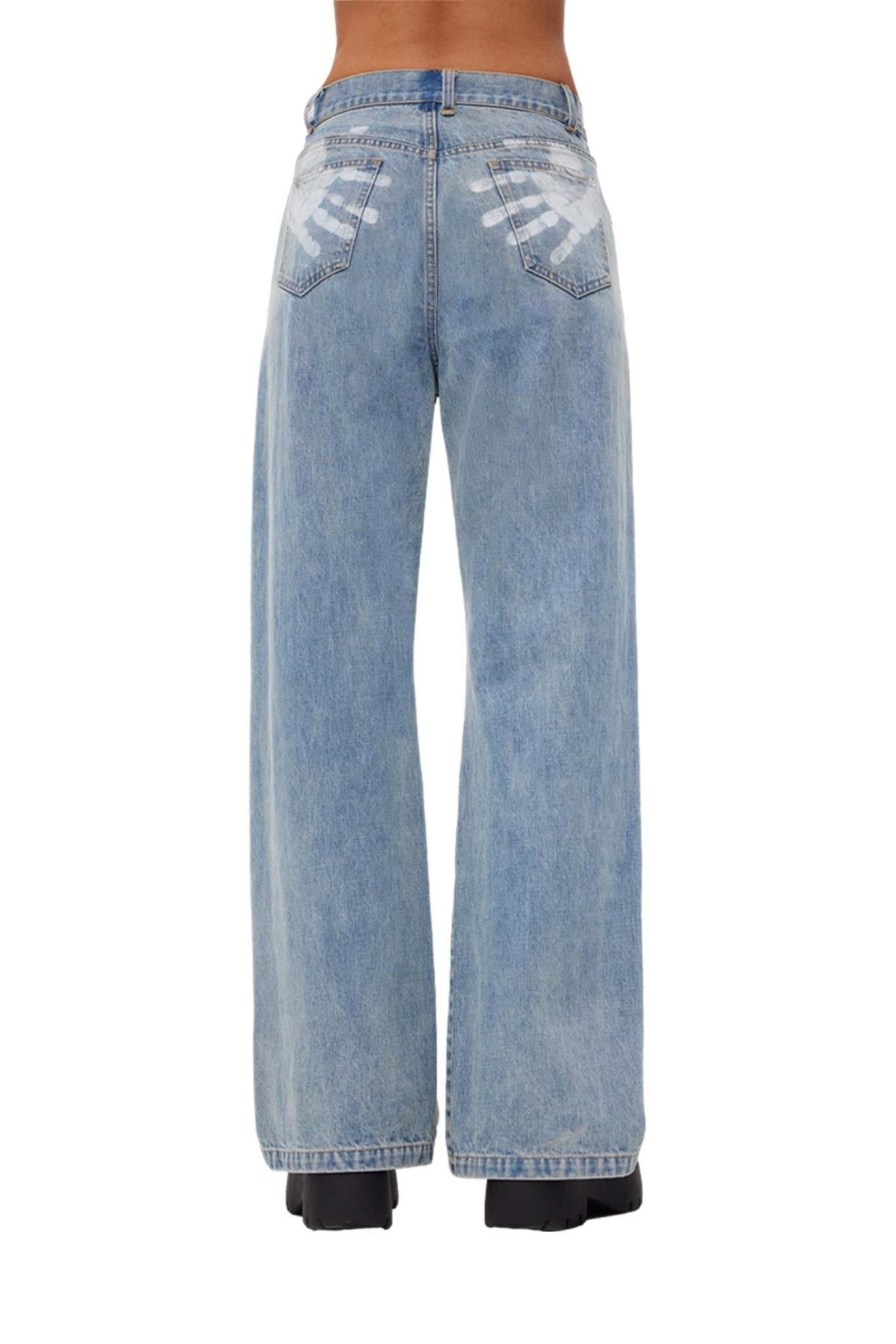 ANN ANDELMAN Blue Palm Print Jeans | MADA IN CHINA