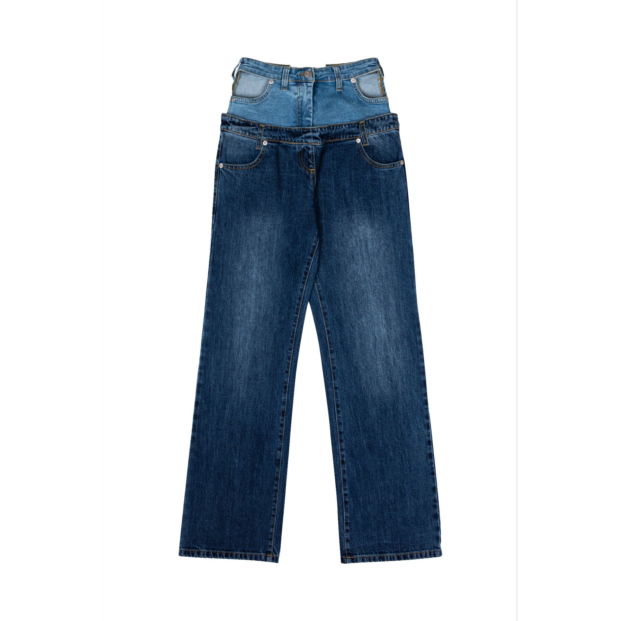 ANN ANDELMAN Blue Panelled Waist Jeans | MADA IN CHINA