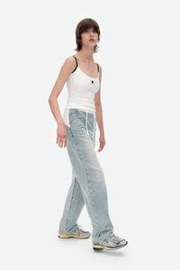 HERLIAN Blue Patchwork Wide-leg Knitted Jeans | MADA IN CHINA