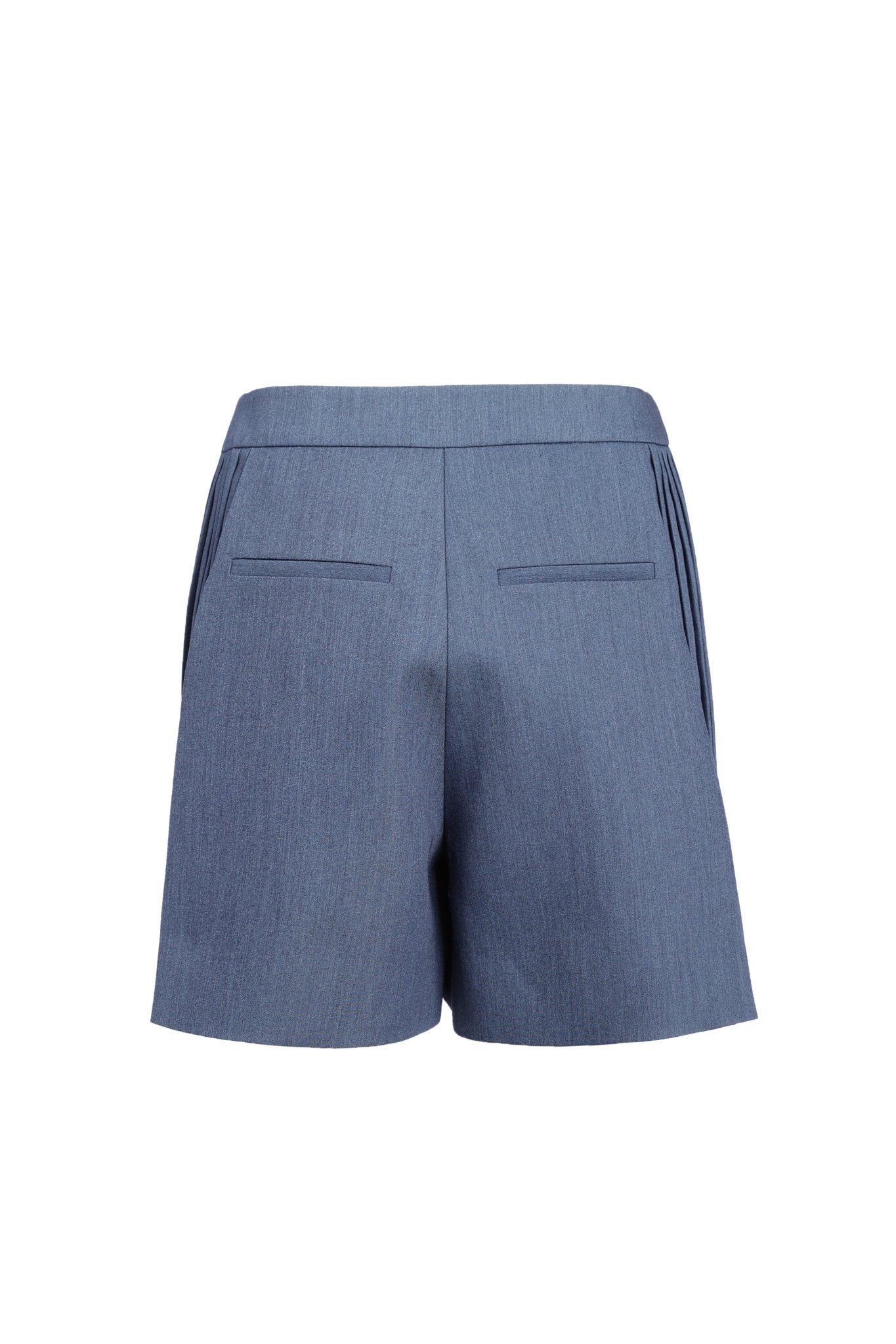 FENGYI TAN Blue Pieced Pleated Shorts | MADA IN CHINA