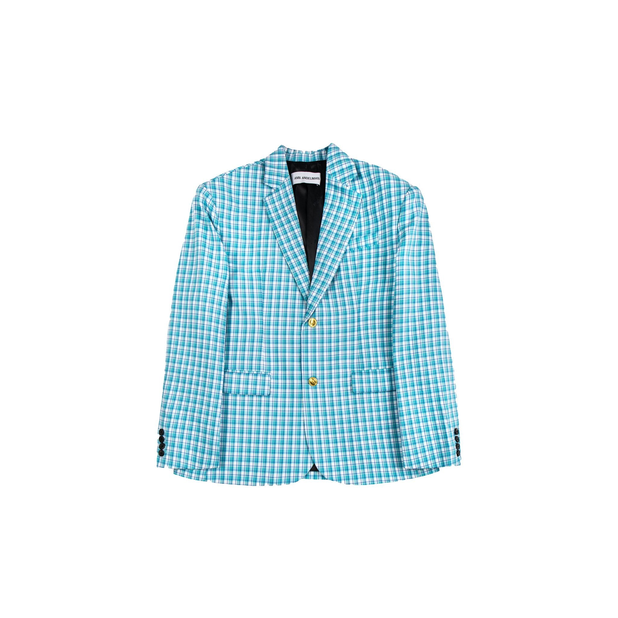 ANN ANDELMAN Blue Plaid Blazer Jacket | MADA IN CHINA