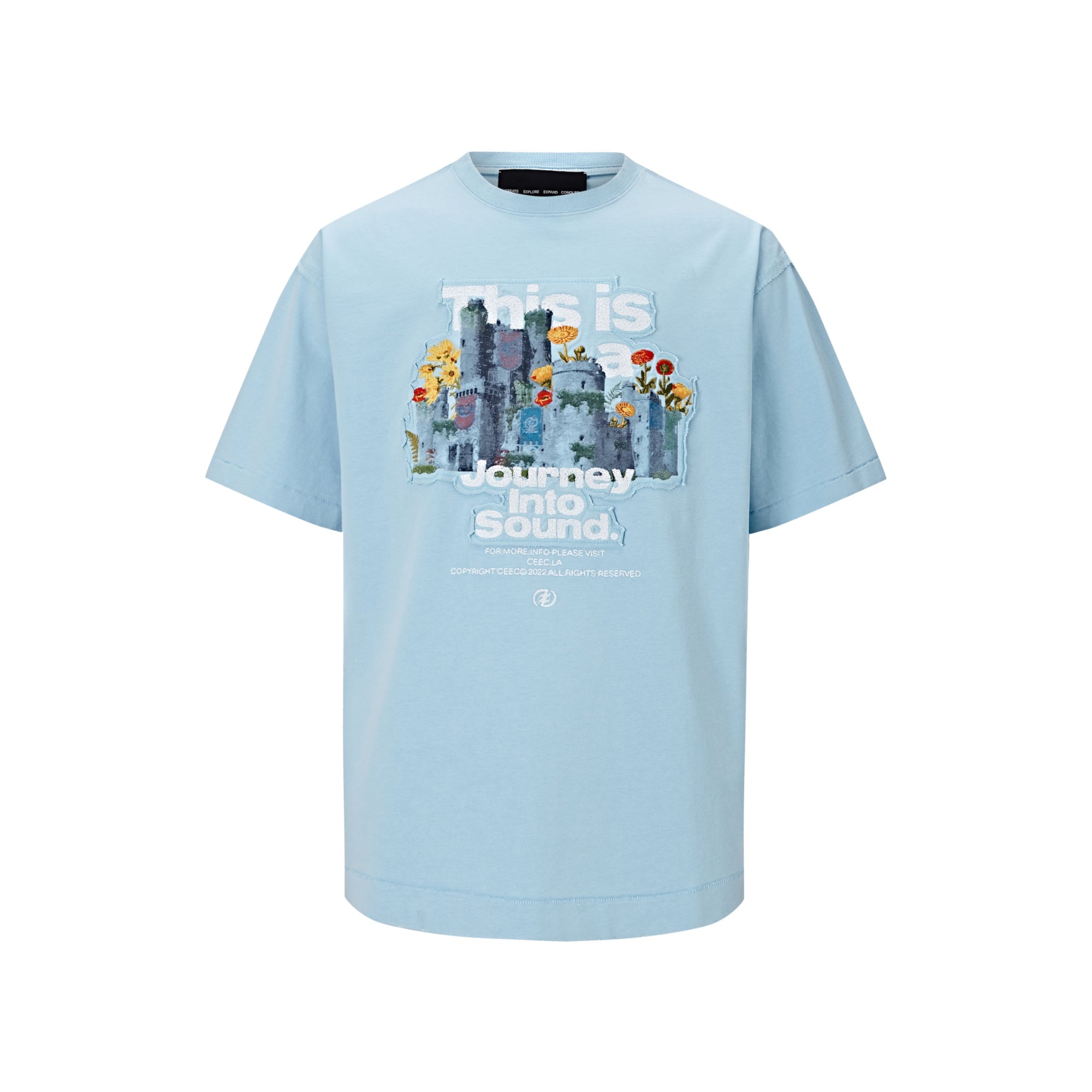 CEEC Blue Psychedelic Castle T-Shirt | MADA IN CHINA