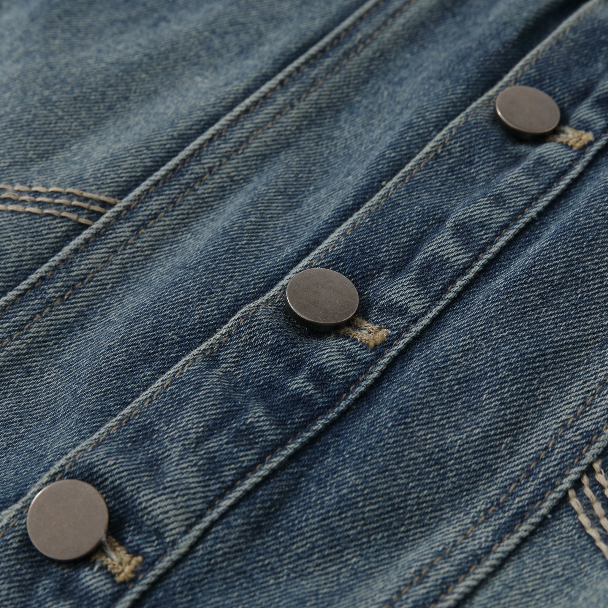THREE QUARTERS Blue Retro Washed Jean Jacket | MADA IN CHINA