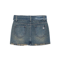 SOMESOWE Blue Retro Wide Belt Jean Skirt | MADA IN CHINA