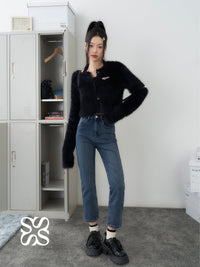 SOMESOWE Blue Slim Cropped Elastic Jeans | MADA IN CHINA