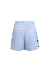 FENGYI TAN Blue Slit Three-Dimensional Floral Shorts | MADA IN CHINA