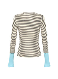 Alexia Sandra Blue Stripe Long-Sleeve T-Shirt | MADA IN CHINA