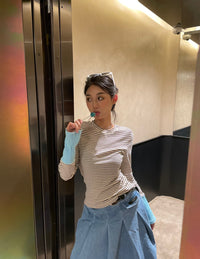 Alexia Sandra Blue Stripe Long-Sleeve T-Shirt | MADA IN CHINA