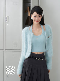 SOMESOWE Blue Vest and Cardigan Set | MADA IN CHINA