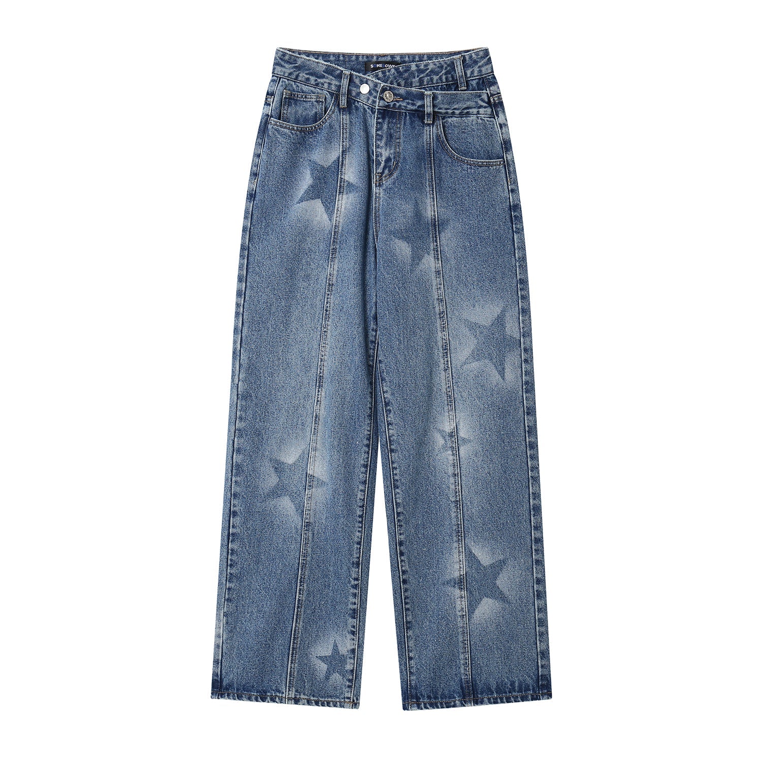 SOMESOWE Blue Vintage Jeans With Star Prints | MADA IN CHINA