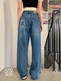 SOMESOWE Blue Vintage Jeans With Star Prints | MADA IN CHINA