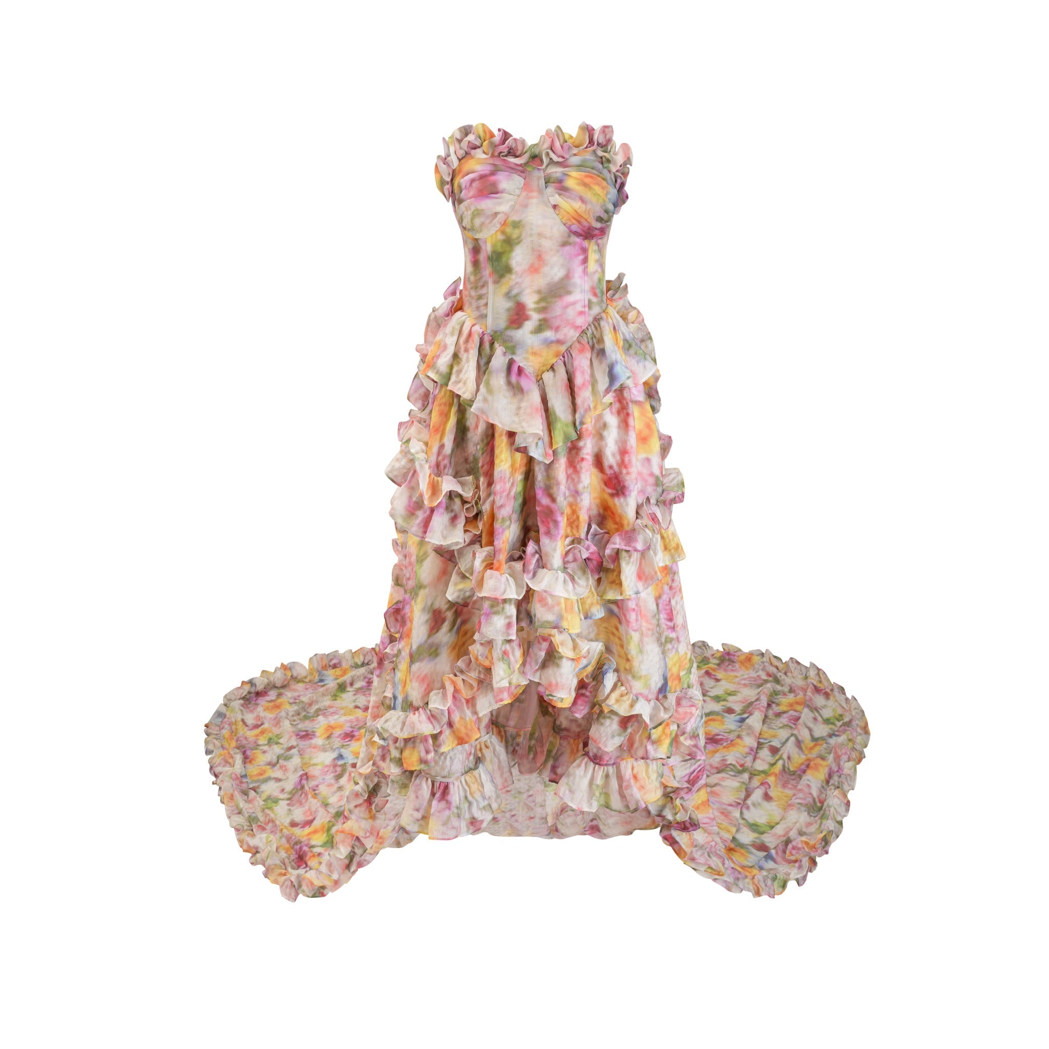 ARTE PURA Boned Bandeau Dress in Trailing With Painting Print | MADA IN CHINA