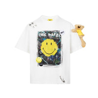 13DE MARZO x Smiley Broken Pin Graffiti T-shirt White | MADA IN CHINA